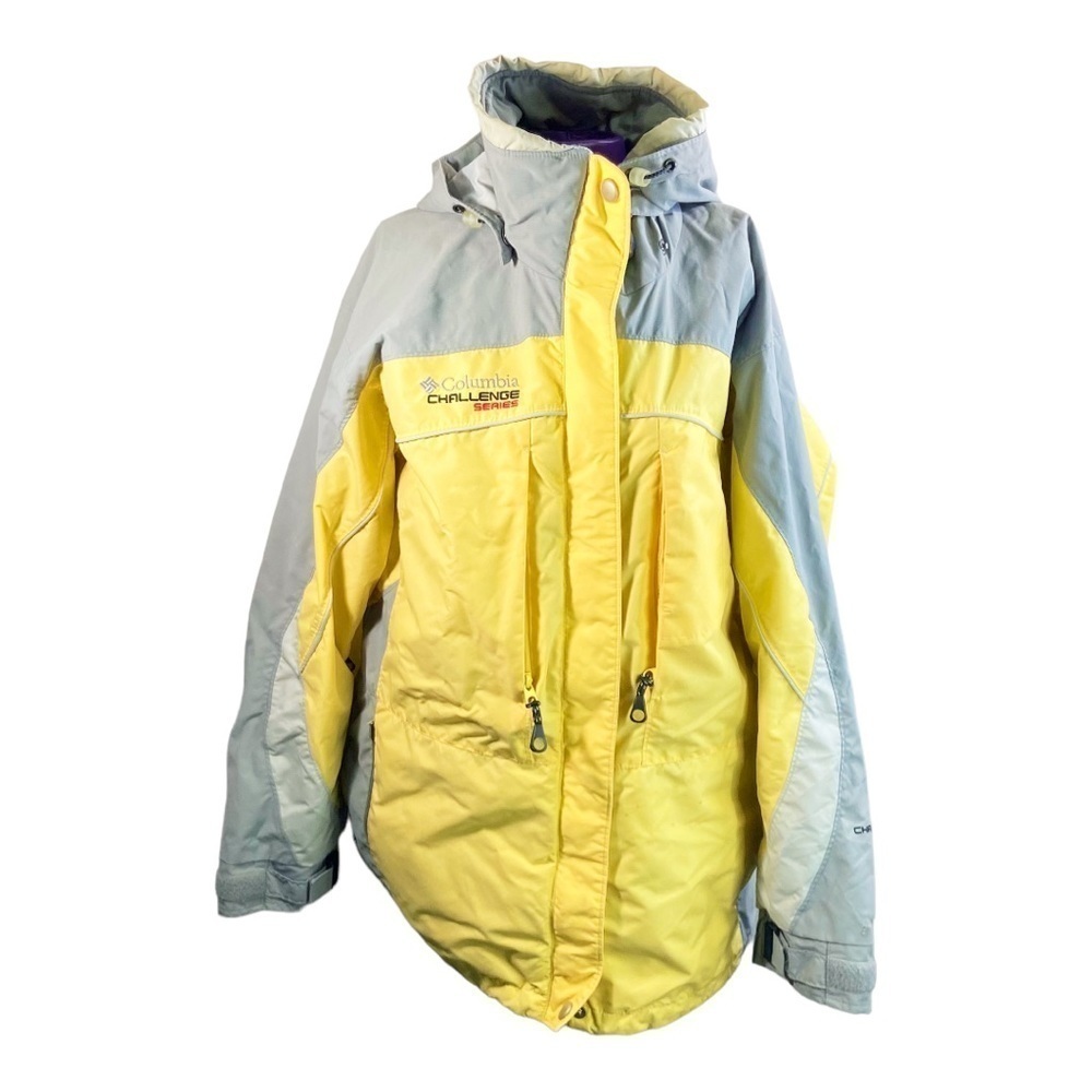 Columbia Interchange vintage yellow grey shell jacket with hood women’s M